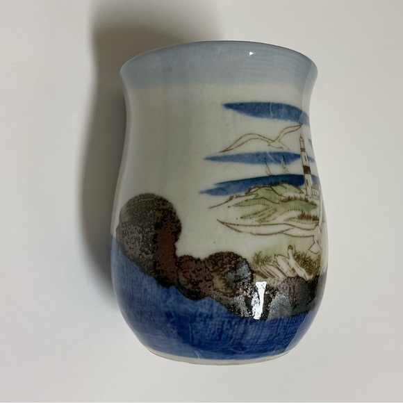 Nautical Coffee Mug Seaside Lighthouse Seagull Stoneware Tea Cup FL Vintage - Picture 3 of 13